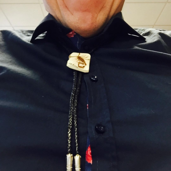 Jerry’s Arizona bolo tie with a scorpion on it to shake things up for #tiedayfriday
