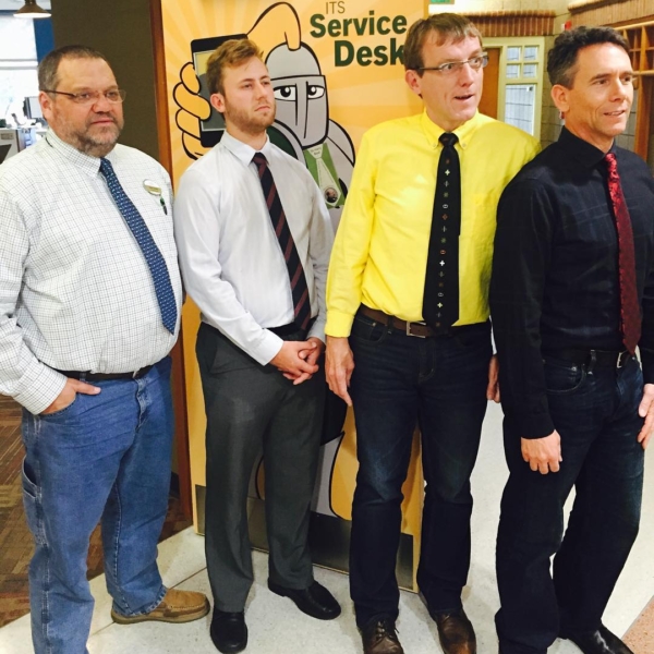 Part of the @stnorbert ITS crew #tiedayfriday w/ paper cameo by our Masculinity Scholar Dr Harry Brod c/o @snccvc