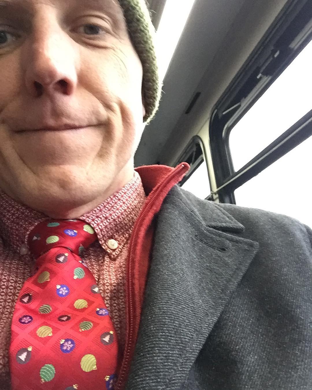 Headed to first holiday party @davidsoncollege prez’s house so thought I’d wear a festive #tiedayfriday #ftw