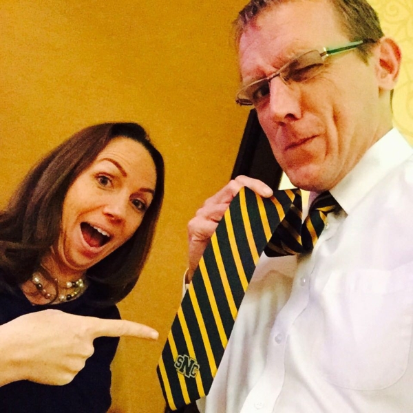 Rocking my @stnorbert tie at #flexlearning2015 with @tanyajoosten for #tiedayfriday