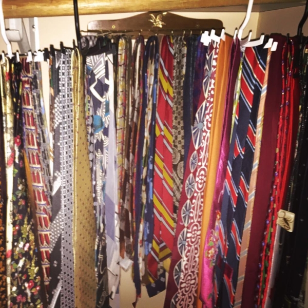 All the ties in one place with Jerry’s wall rack in back. Bring it on #tiedayfriday ;)