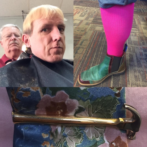 Pink socks, flowers, haircut, and a hammer for #tiedayfriday & #sncpinkout