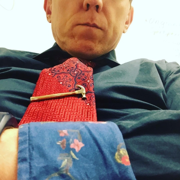 Vintage cuff links, hammer clip, and flowers for #tiedayfriday