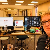 Our new office is up @davidsonlibrary, at whit’s @sundilu and I were told we looked like famous people that were “too big” for this town, and I got photobombed by my awesome colleague this #tiedayfriday